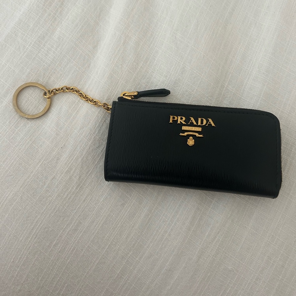 Prada saffiano leather wallet keychain